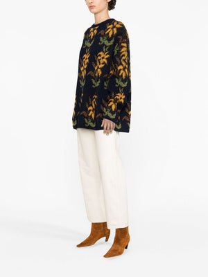 ETRO Navy Floral Intarsia Wool Sweater for Men - FW23