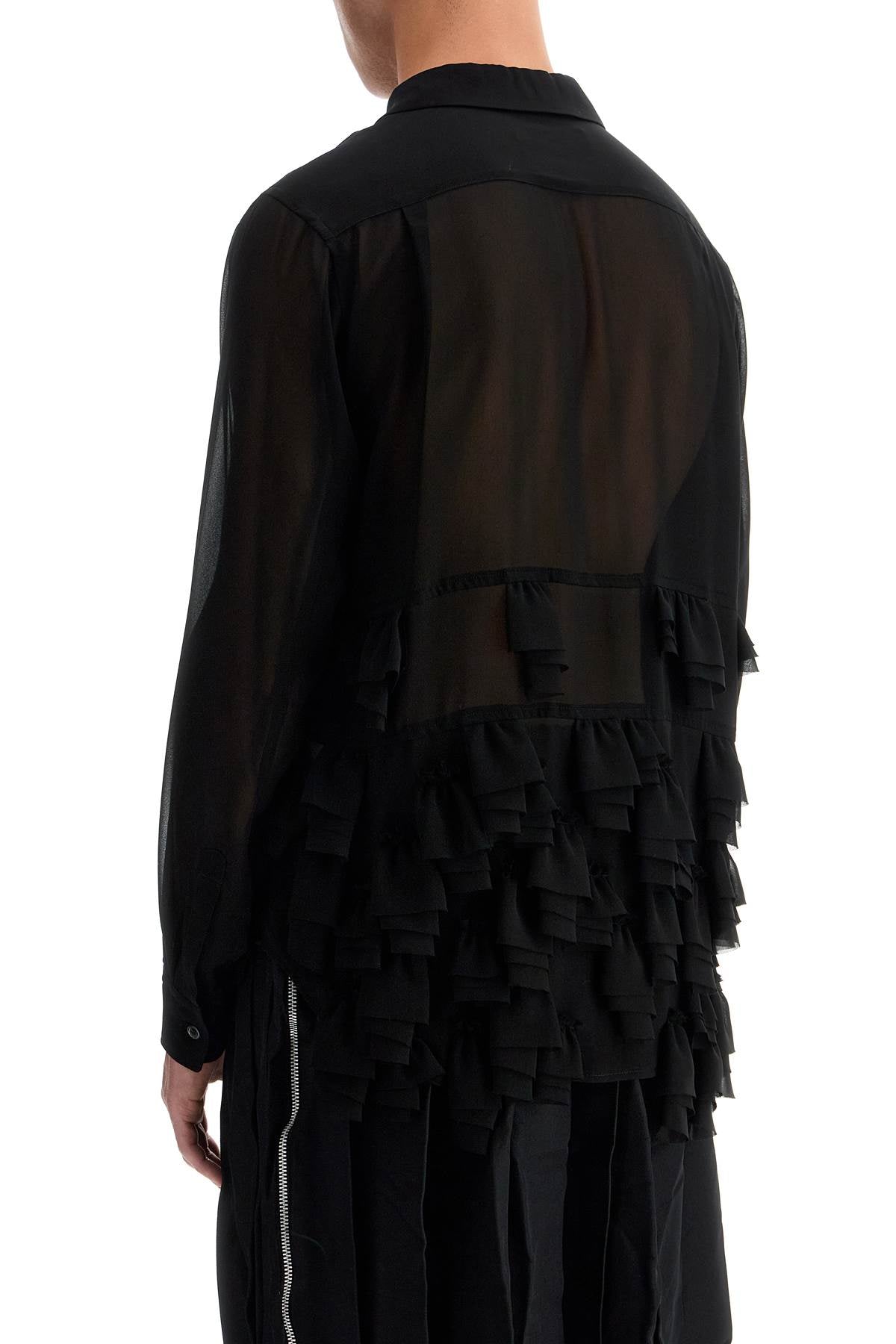 COMME DES GARÇONS SHIRT Fluid Georgette Blouse with Ruffle Details - Size M