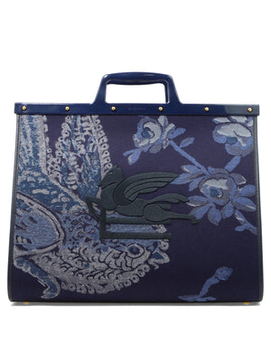 ETRO Blue Adjustable Handbag with Detachable Fabric Strap for Women - SS23 Collection