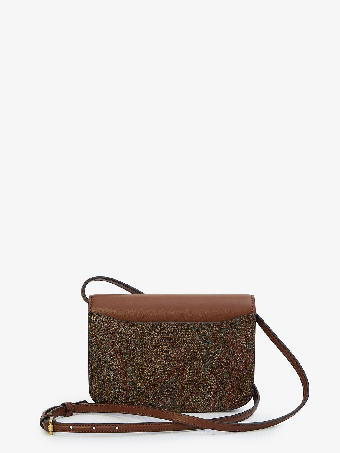ETRO Paisley Jacquard Mini Crossbody Handbag with Leather Flap - Brown, Adjustable Strap, 19x14x4.5cm