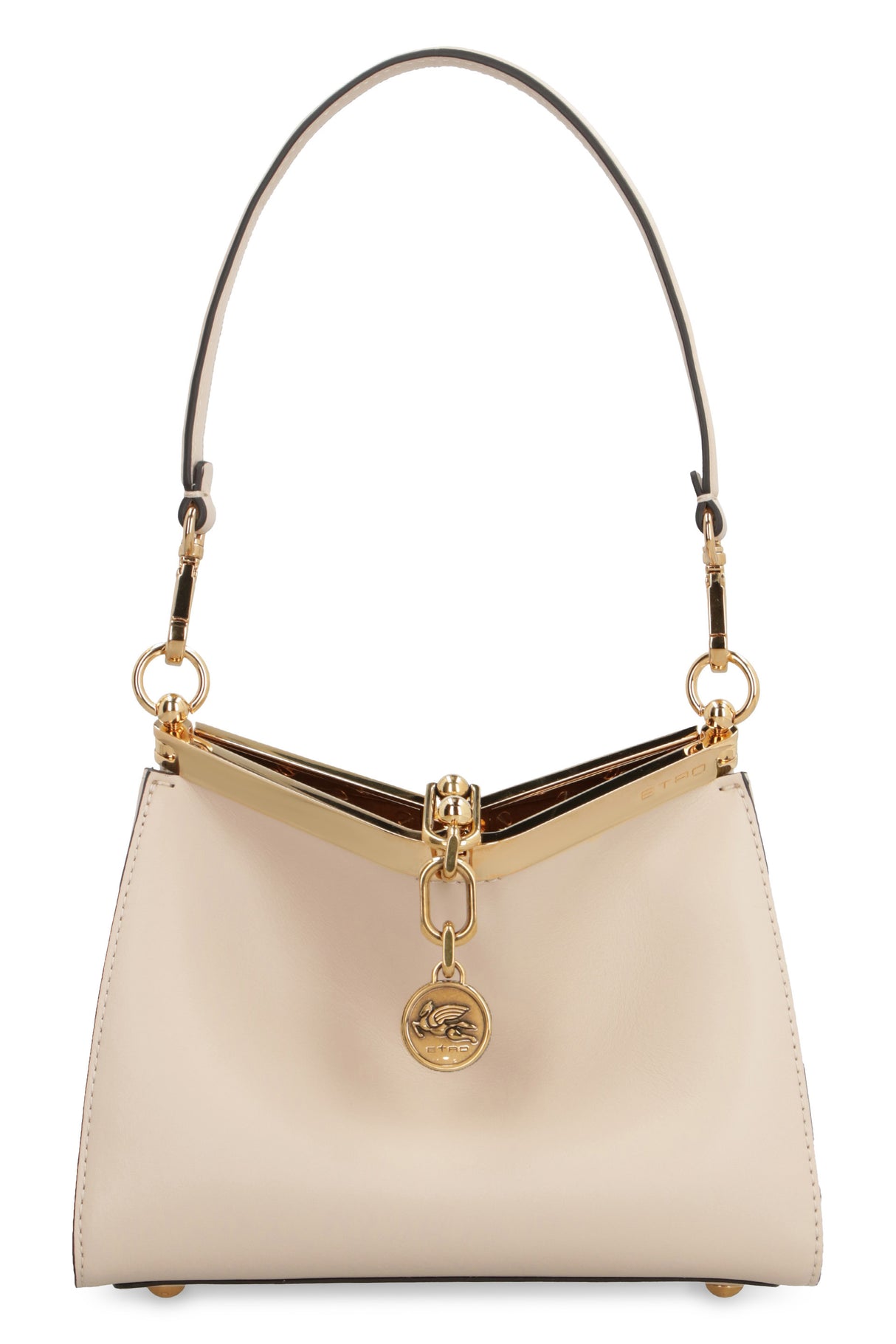 ETRO Chic Pale Pink Mini Leather Shoulder Bag with Gold-Tone Accents