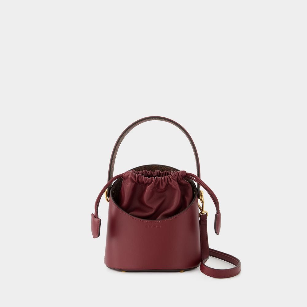 ETRO Mini Crossbody Handbag in Rich Burgundy Leather