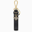 PRADA Mini Leather Keychain with Gold Tone Accents