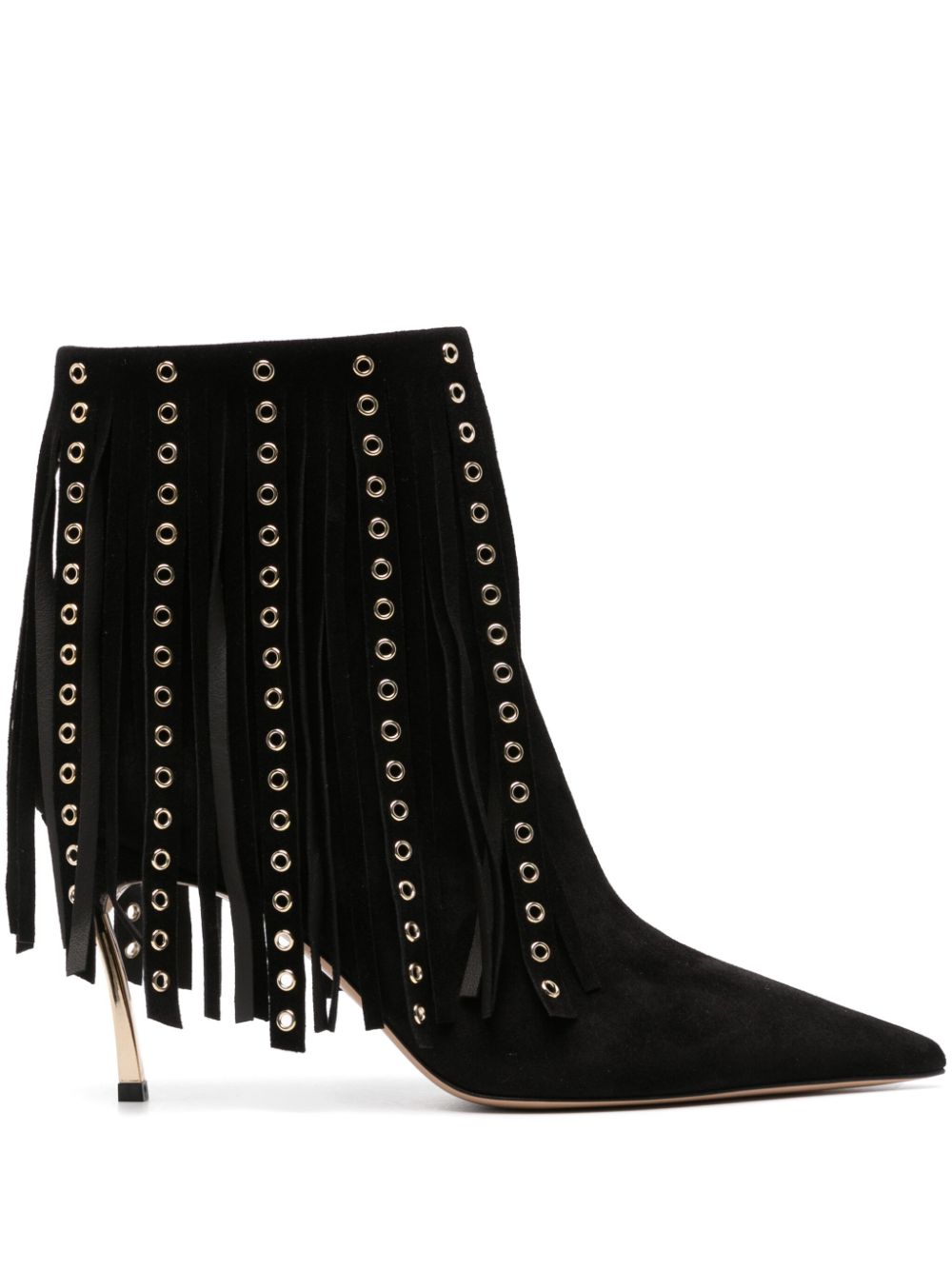 CASADEI Mid Stiletto Fringe Detail Leather Boots