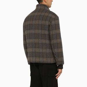 ETRO Coffee-Colored Wool Checkered Design Padded Jacket for Men