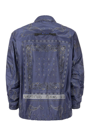 ETRO Blue Paisley Nylon Jacket for Men - Regular Fit, Snap Button Closure, Pockets and Elastic Cuffs