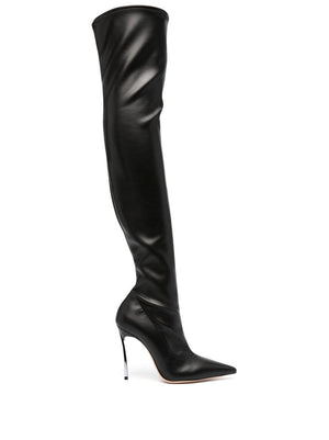 CASADEI Elegant Leather Over-the-Knee Boots with Signature Blade Heel