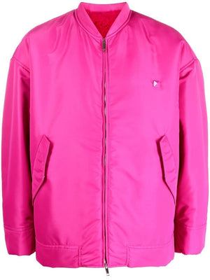 VALENTINO Chic Pink Shearling-Lined Bomber Jacket