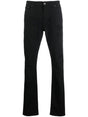 VALENTINO Slim Fit Black Denim Pants with Distinctive Red Logo