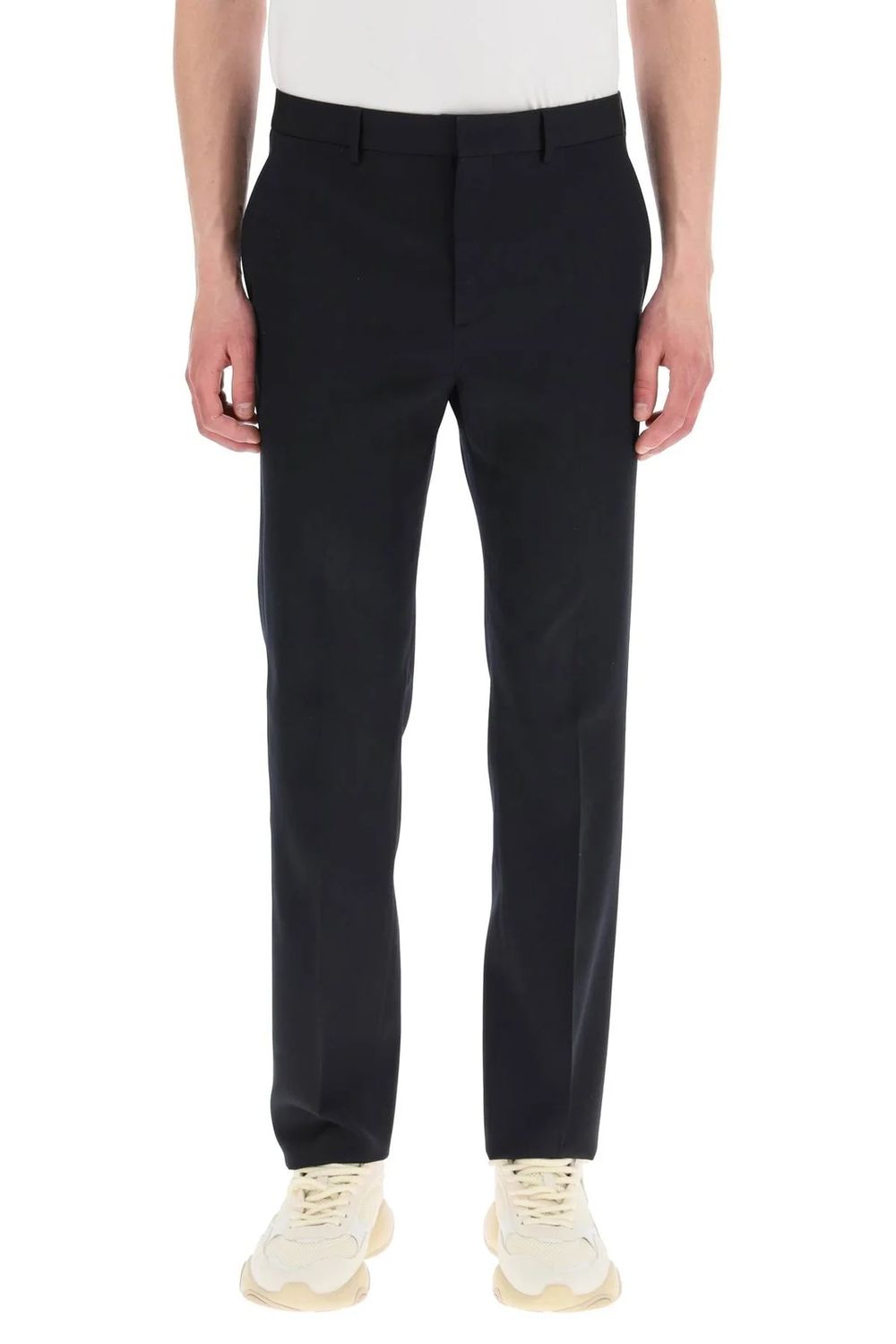 VALENTINO Navy Blue Men's Wool Trousers for Fall/Winter 2024