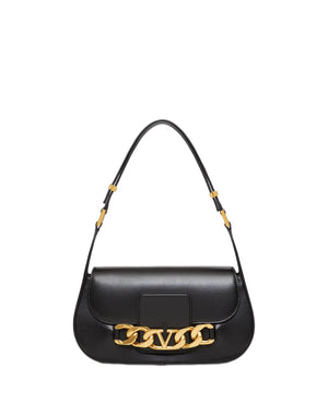 VALENTINO Black Leather Vogue Shoulder Handbag for Women - FW22 Collection