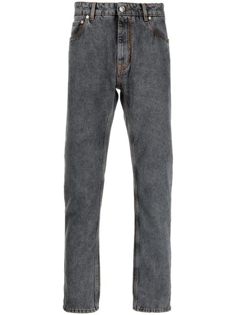 ETRO Grey Logo-Embroidered Tapered Jeans for Men