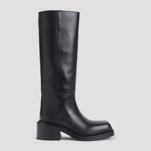 PRADA Women’s Stylish Square Toe Leather Boots - 39 CM Shaft Height