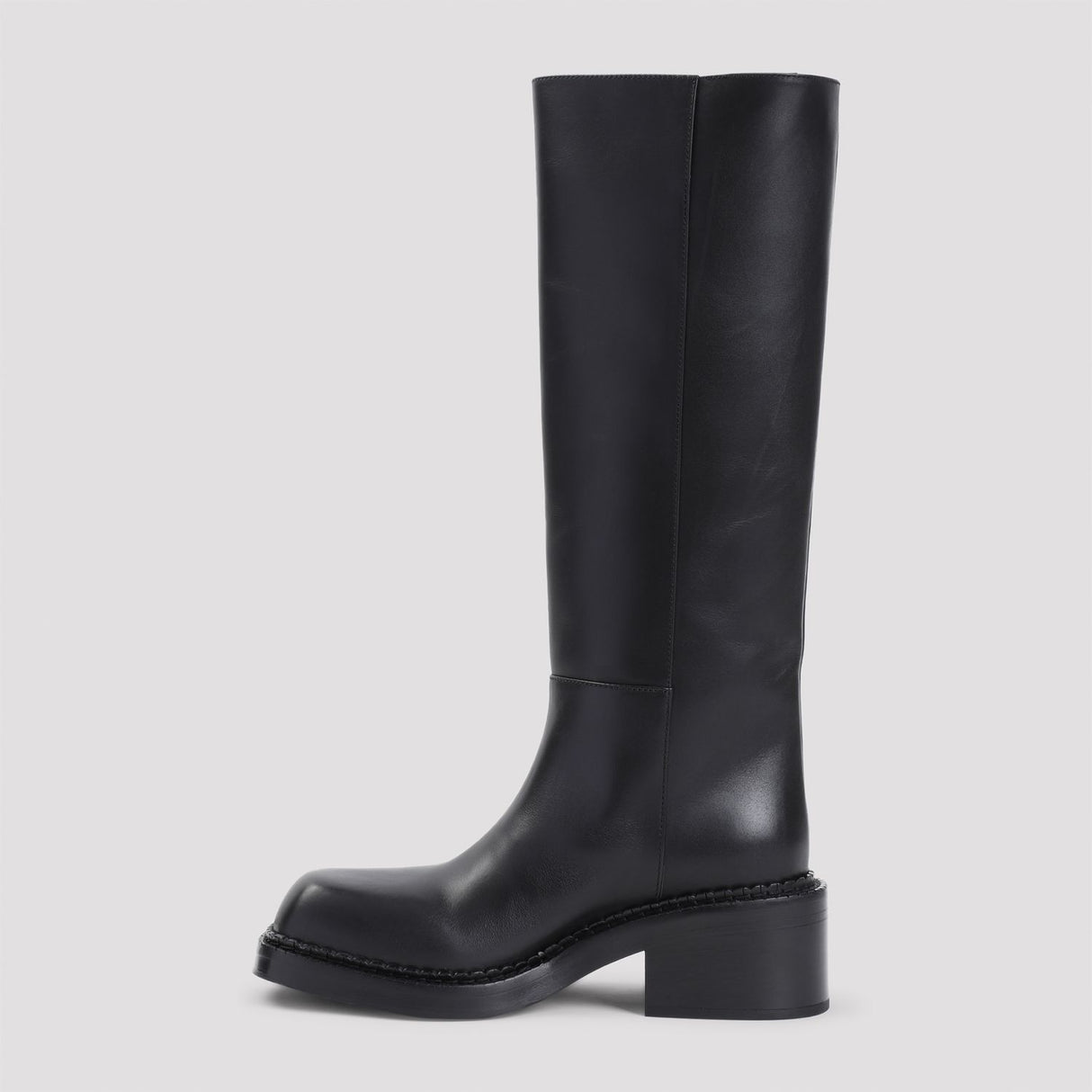 PRADA Women’s Stylish Square Toe Leather Boots - 39 CM Shaft Height