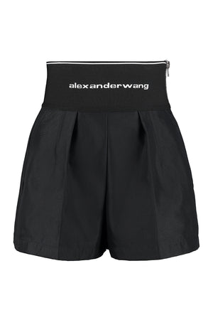 ALEXANDER WANG Black Techno Fabric Shorts for Women - Elastic Waistband, Side Pockets