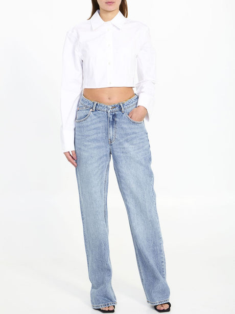 ALEXANDER WANG Light-Blue Cropped Structured Shirt for Women - SS24 Collection