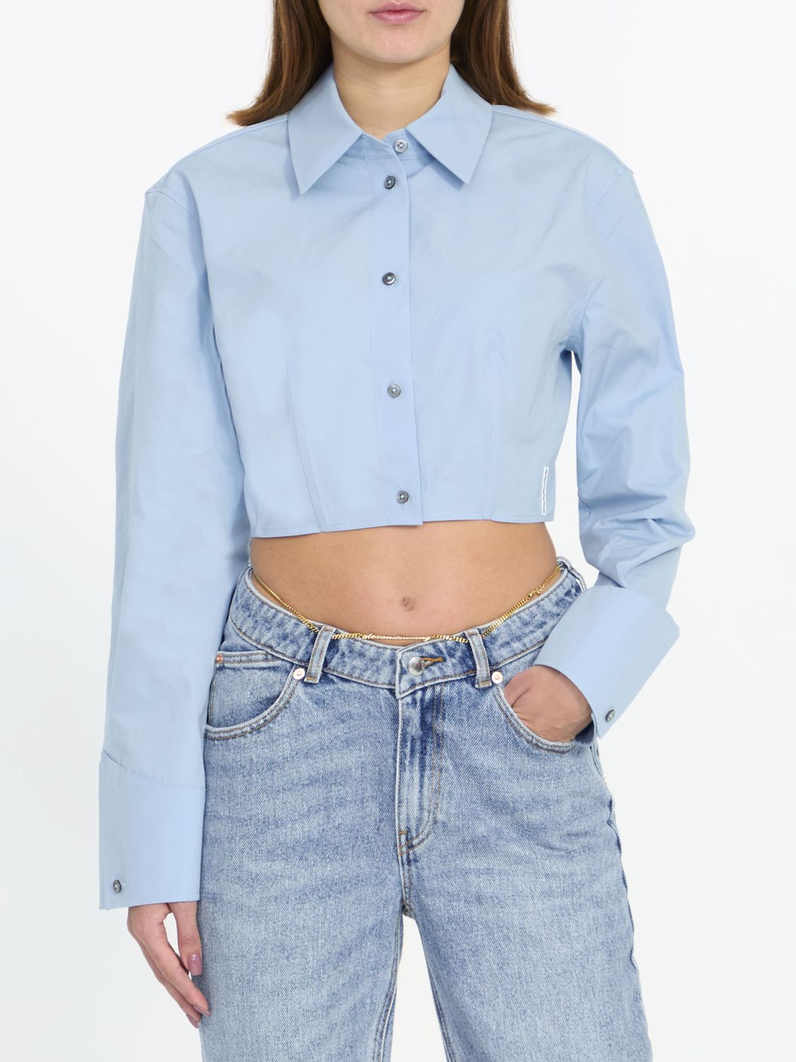 ALEXANDER WANG Light-Blue Cropped Structured Shirt for Women - SS24 Collection