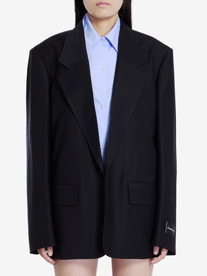 ALEXANDER WANG Oversized Black Wool Blend Jacket with Detachable Dickie