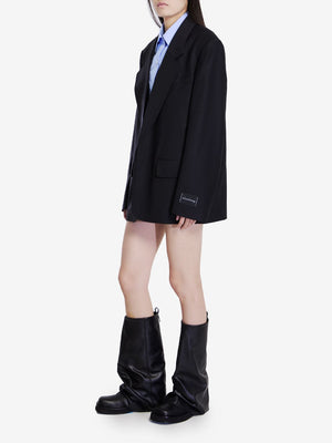 ALEXANDER WANG Oversized Black Wool Blend Jacket with Detachable Dickie