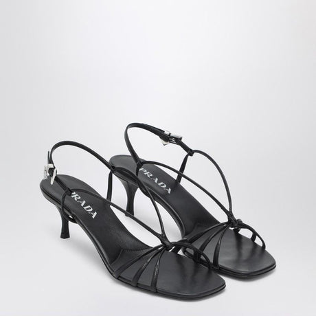 PRADA Elegant Leather Sandals with Medium Stiletto Heel