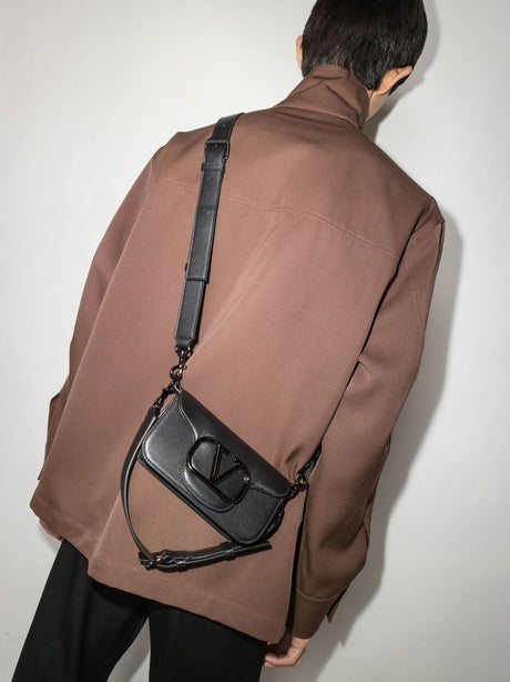 VALENTINO GARAVANI Men's Mini Black Leather Shoulder Bag for Fall/Winter 2024