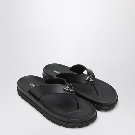 PRADA Rubber Flip-Flop Sandal with Enamel Logo