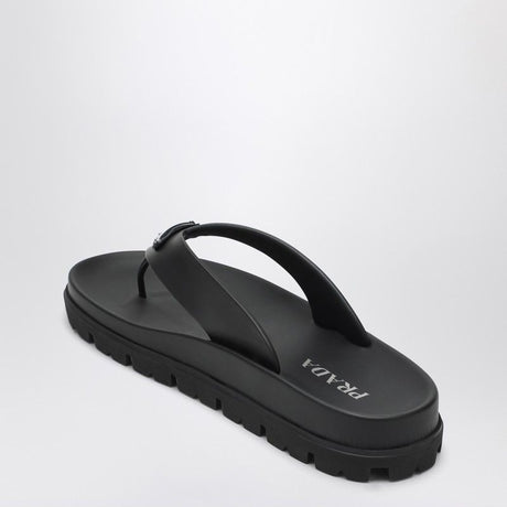 PRADA Rubber Flip-Flop Sandal with Enamel Logo