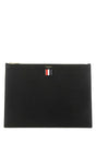 THOM BROWNE Black Leather Document Case - 35 x 26 cm