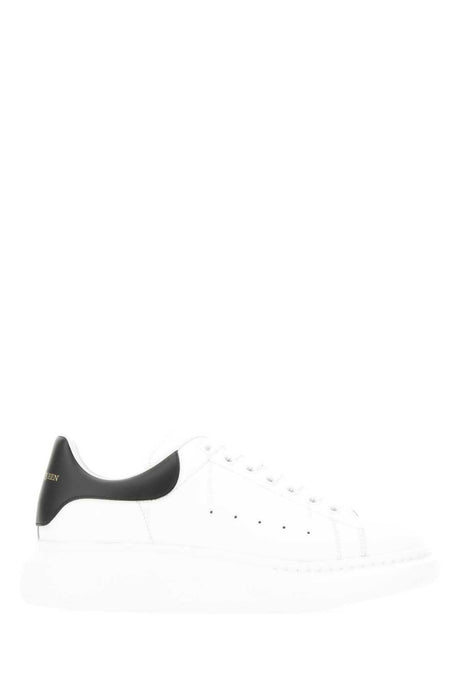 ALEXANDER MCQUEEN White Leather Sneakers with Black Heel