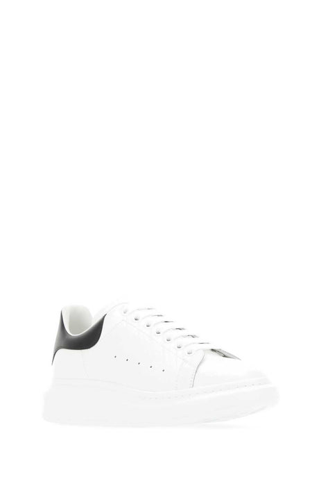 ALEXANDER MCQUEEN White Leather Sneakers with Black Heel