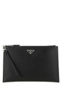 PRADA Sleek Black Leather Clutch - 28cm x 18.5cm