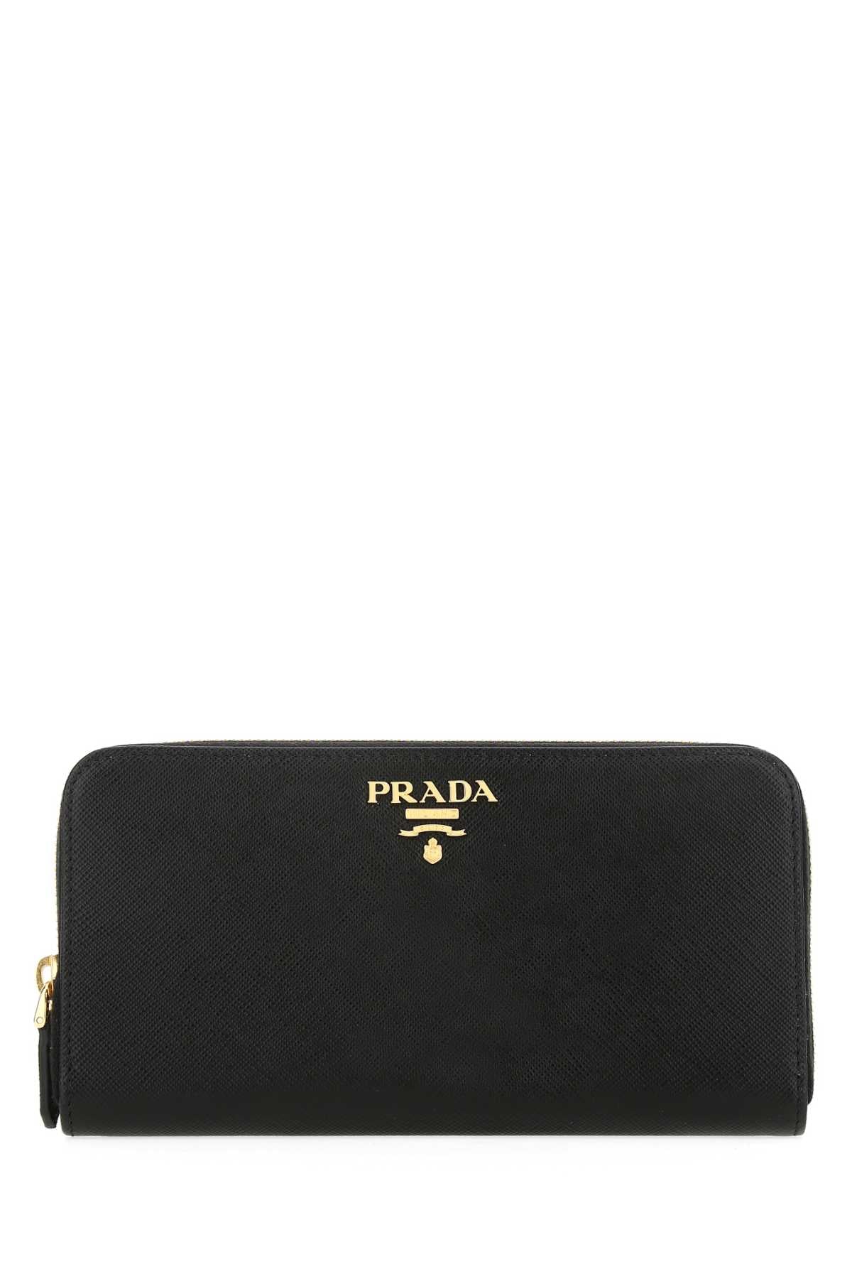 PRADA Chic Black Leather Wallet - 20 cm x 10 cm x 2.5 cm