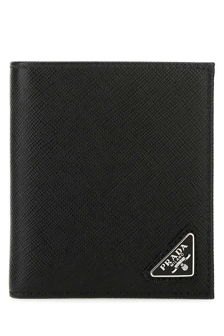 PRADA Compact Black Leather Wallet (4.1" x 3.5")