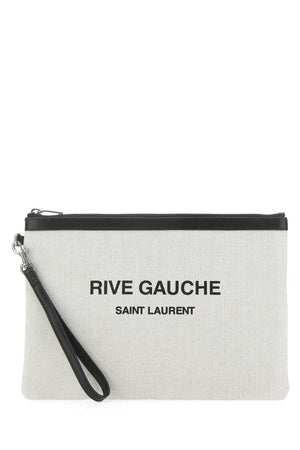 SAINT LAURENT Chalk Canvas Mini Clutch - 31x21 cm