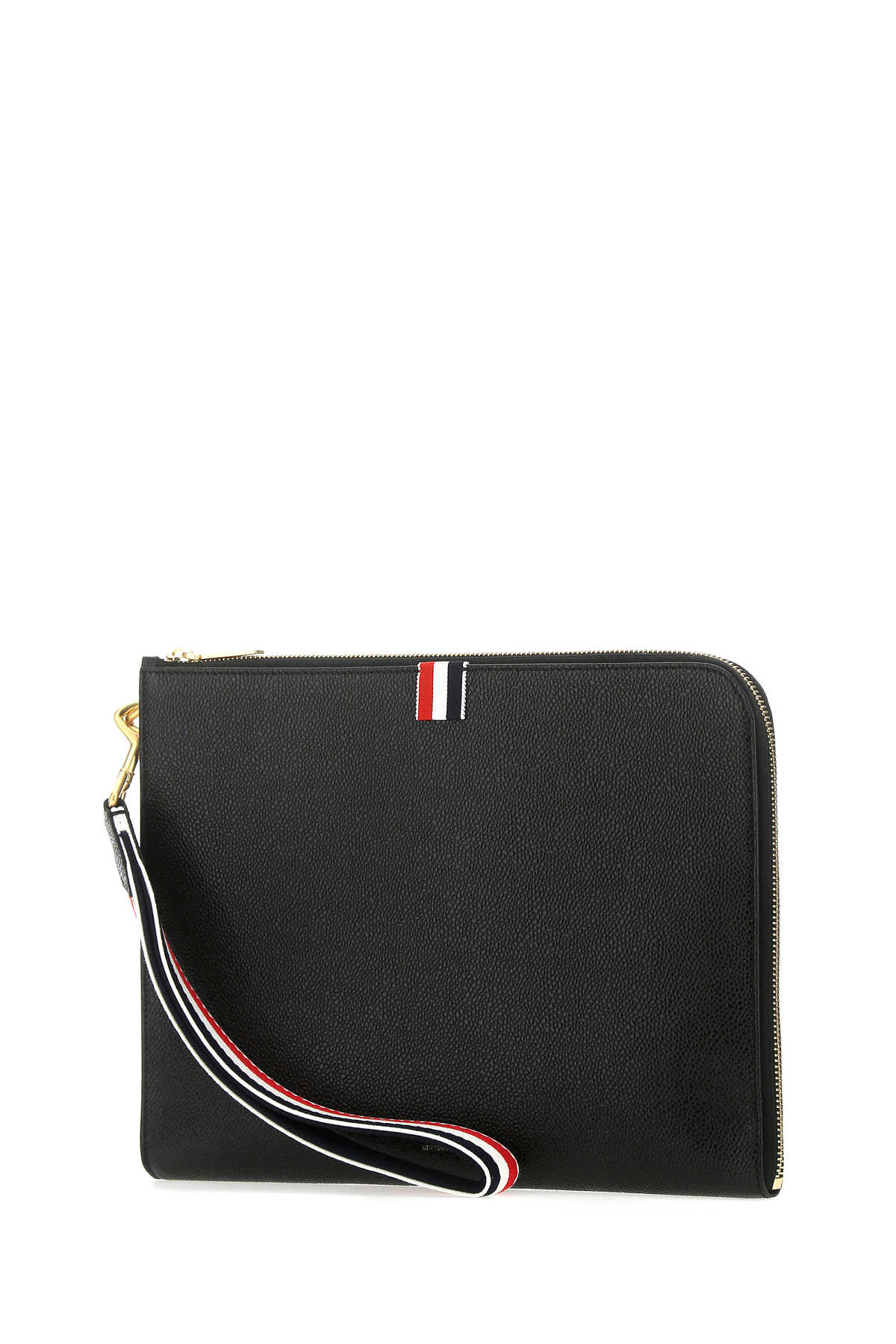 THOM BROWNE Black Leather Medium Clutch