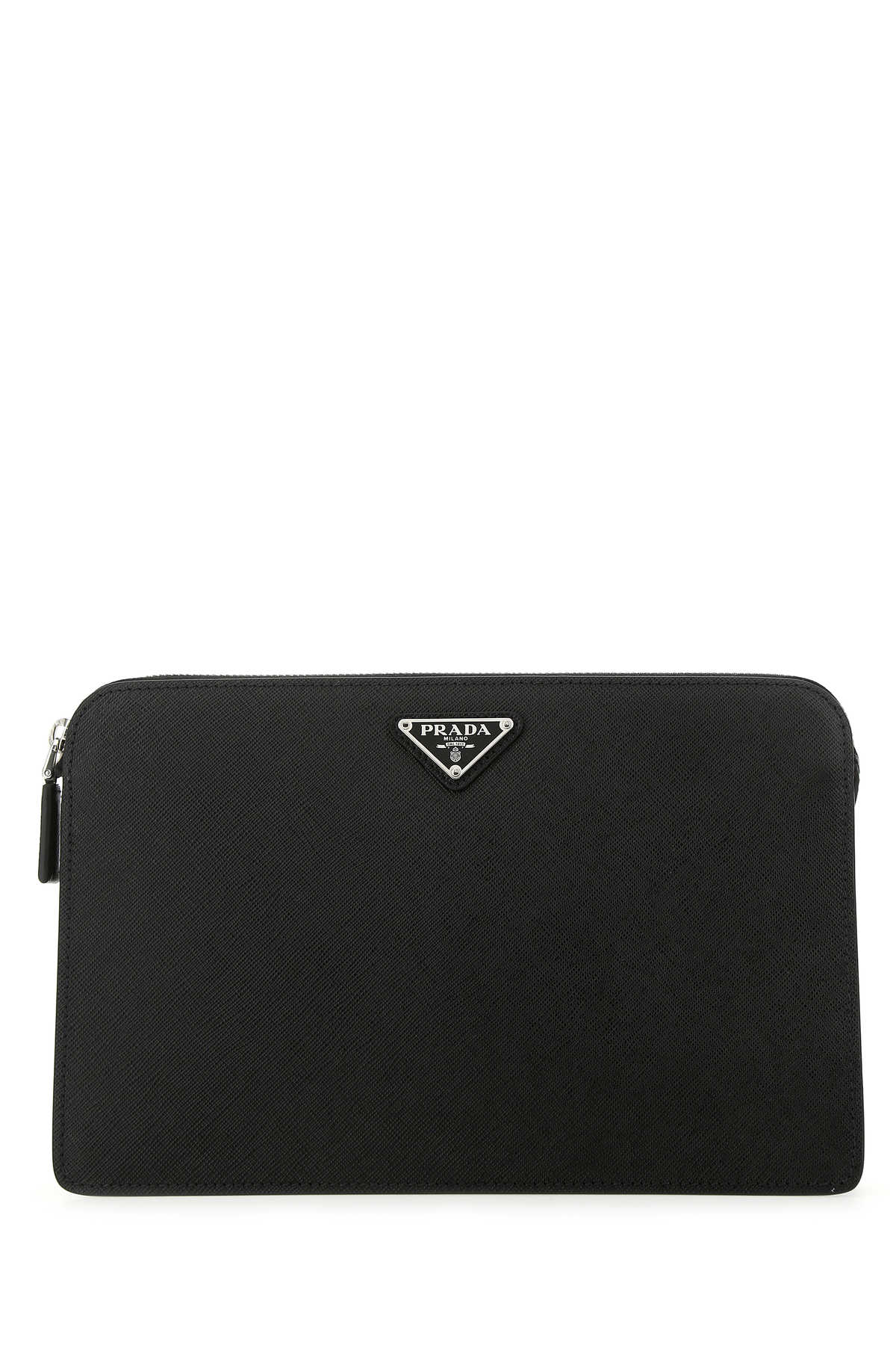 PRADA Sleek Black Leather Clutch - Width: 27 cm, Height: 17 cm, Depth: 6 cm