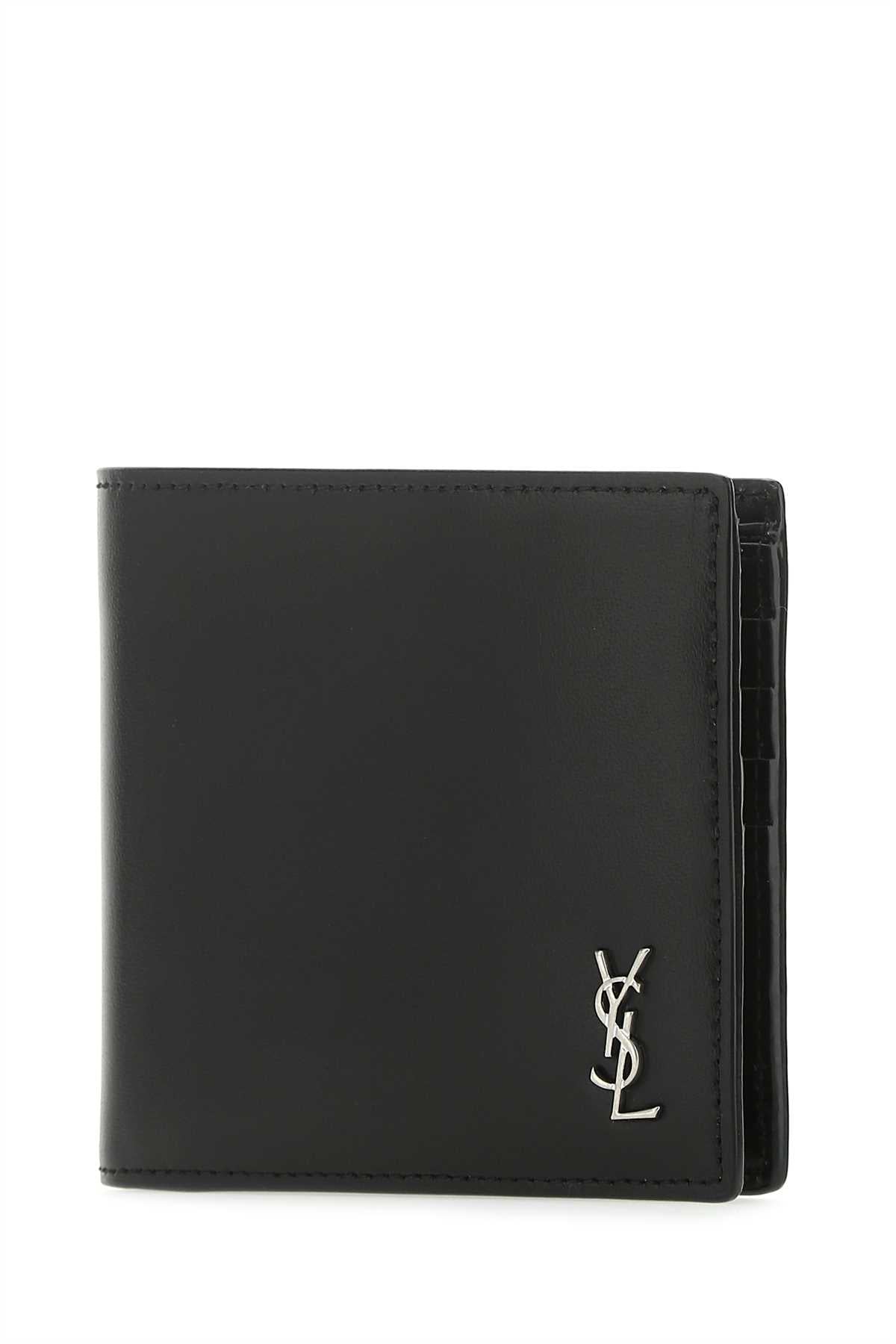 SAINT LAURENT Mini Black Leather Wallet