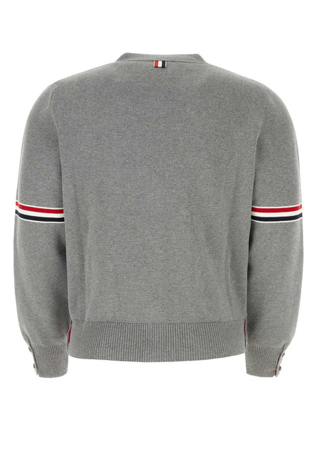 THOM BROWNE Classic Grey Cotton Stitch Cardigan for Men