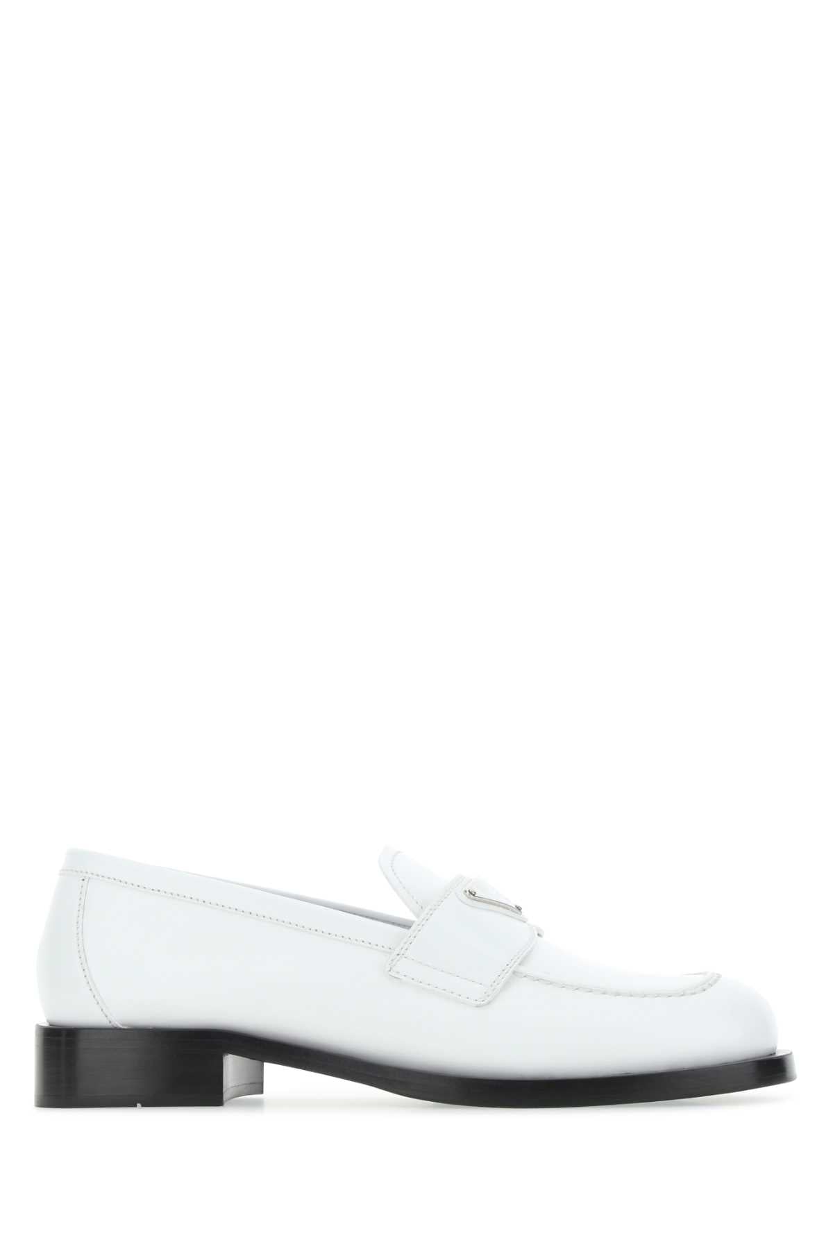 PRADA Classic White Leather Loafers for Women