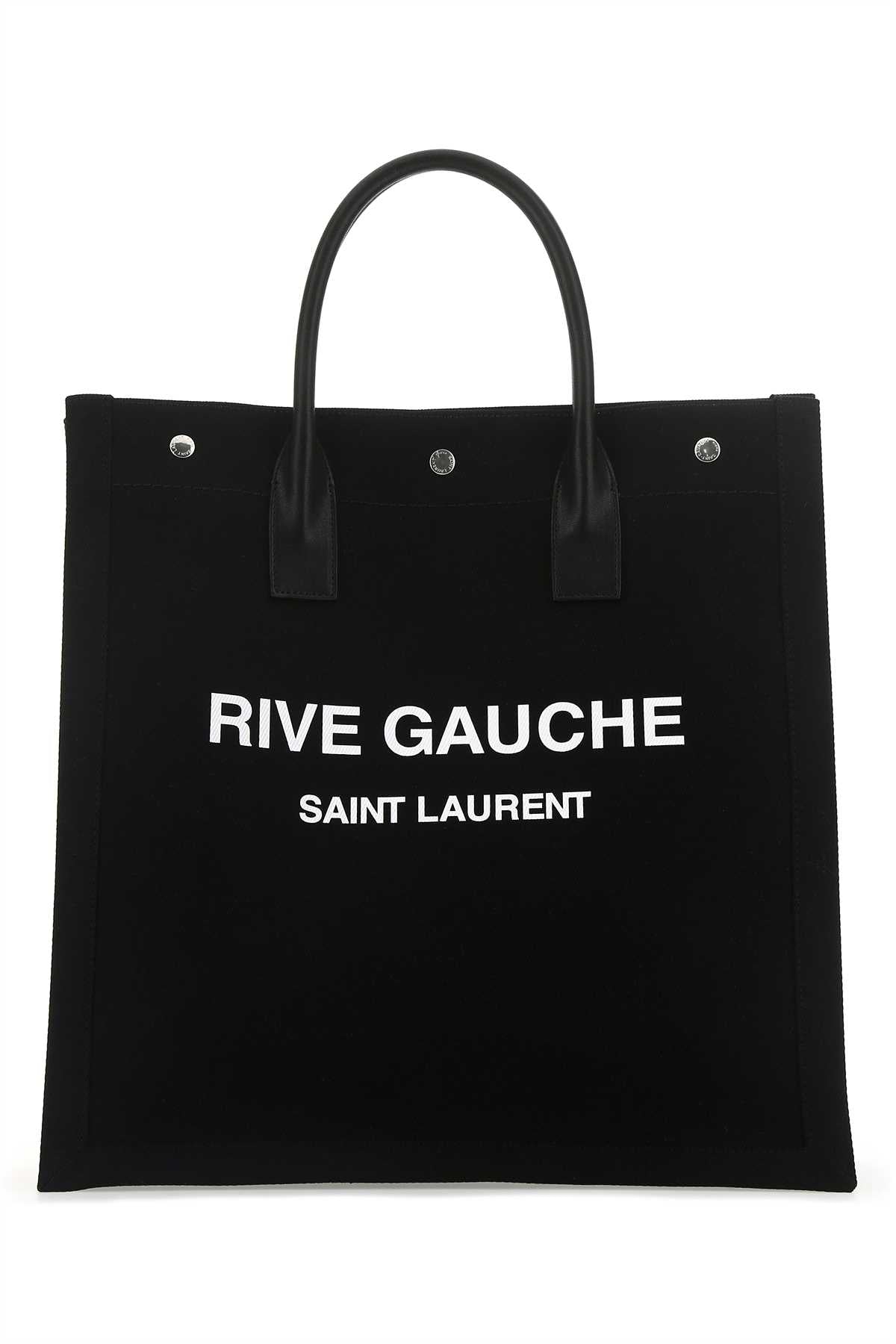 SAINT LAURENT Classic Black Canvas Rive Gauche Shopping Handbag 37.5cm