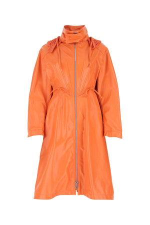 BOTTEGA VENETA Elegant Orange Leather Parka Jacket for Women