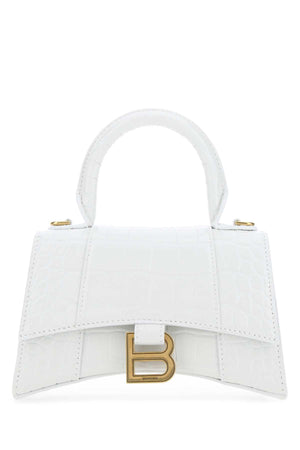 BALENCIAGA Mini White Leather Hourglass Handbag