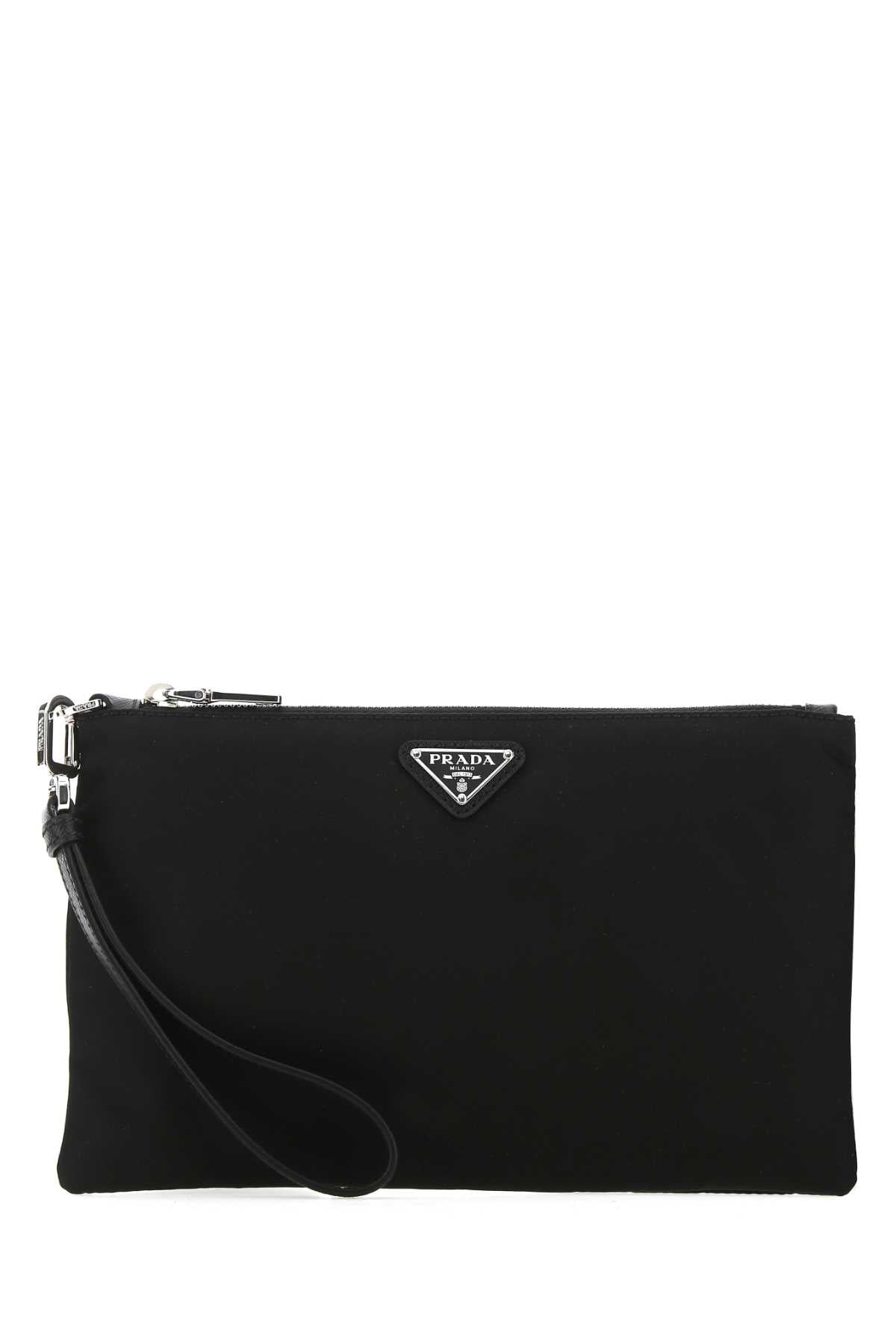 PRADA Sleek Black Recycled Nylon Mini Clutch - 23 cm x 14 cm