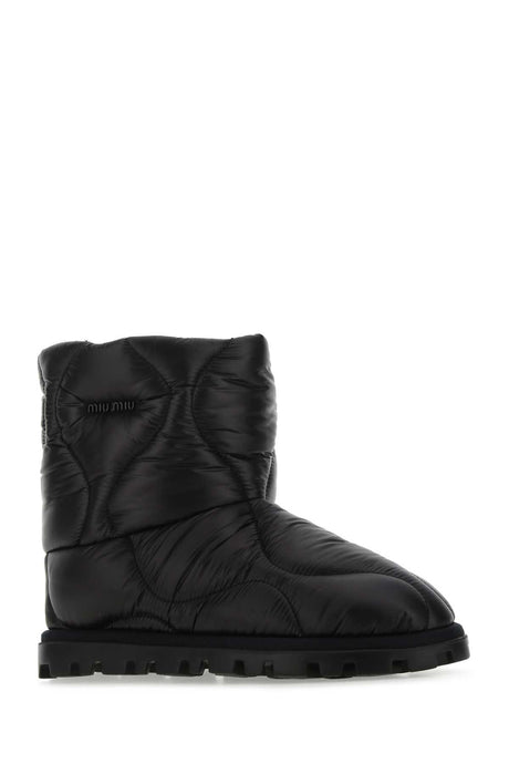 MIU MIU Chic Black Nylon Ankle Boots for Women