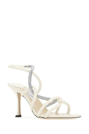 JIMMY CHOO Elegant Ivory Leather 90mm Sandals for Women