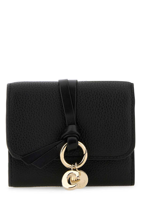 CHLOE Elegant Black Leather Mini Alphabet Wallet