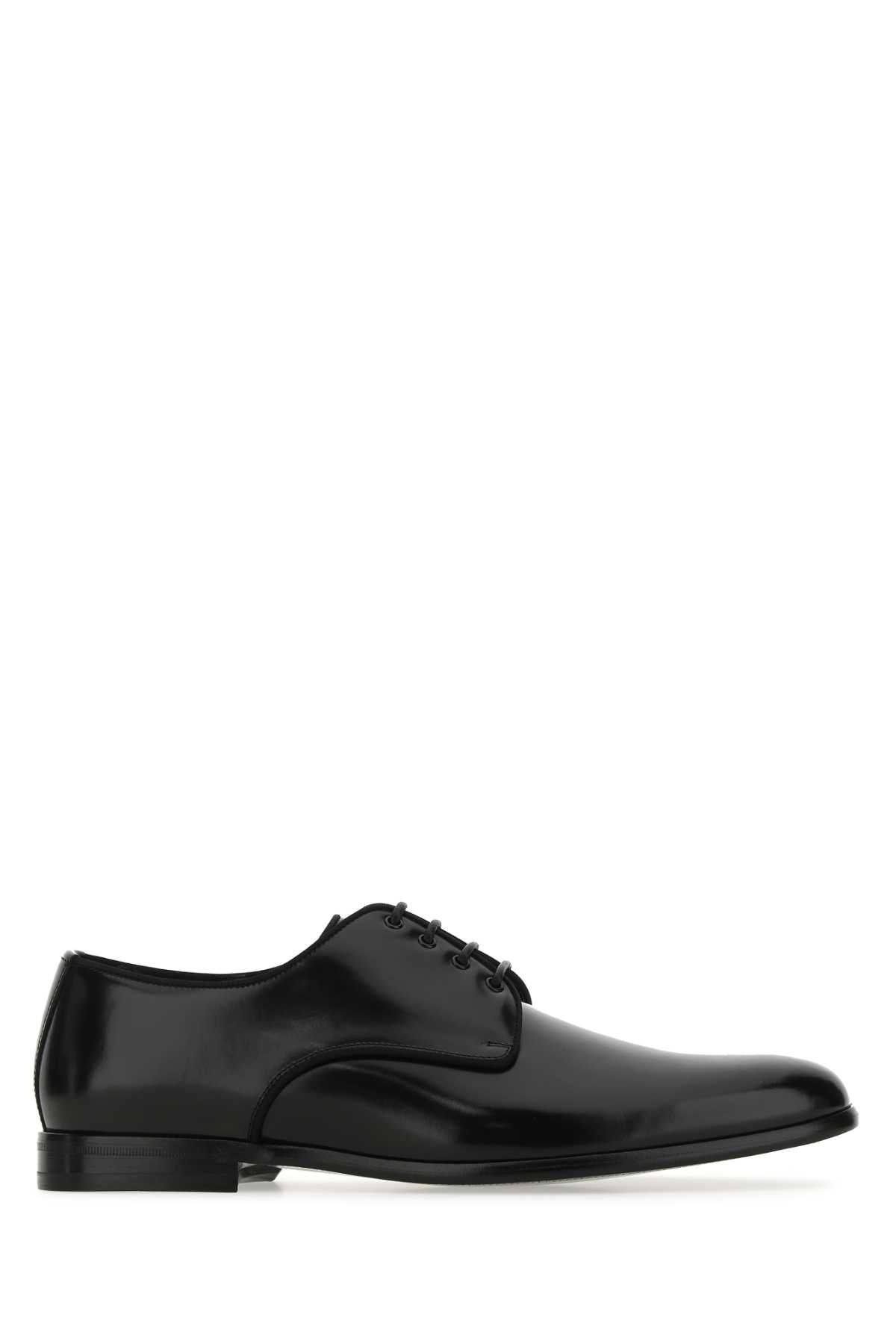 DOLCE & GABBANA Classic Black Leather Lace-Up Shoes for Men