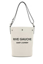 SAINT LAURENT Ivory Canvas Rive Gauche Bucket Handbag - 22cm x 29cm x 22cm