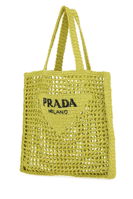 PRADA Chic Acid Green Raffia Shopping Handbag - 36 cm x 38 cm