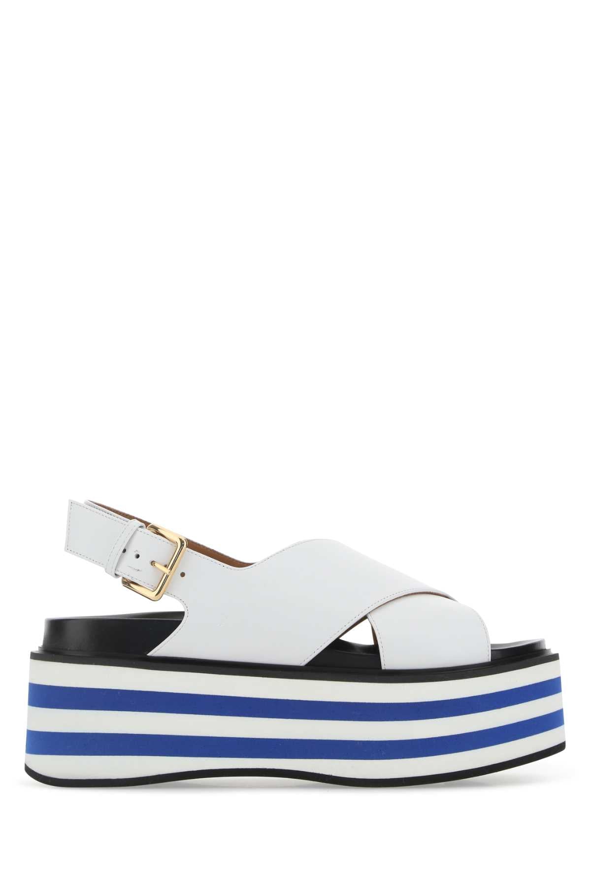 MARNI Elegant White Leather Sandals with 6 cm Heel Height